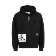 Katoenen hoodie met logo print Calvin Klein , Black , Heren