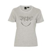 Love Birds Crystal T-shirt Pinko , Gray , Dames