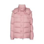 Gestructureerde gewatteerde jas met capuchon Moncler , Pink , Dames