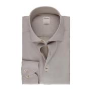 Slim Jersey Shirt met Parelmoer Knopen Stenströms , Beige , Heren