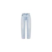 Bleach Blue Straight Fit Unisex Jeans Ami Paris , Blue , Heren