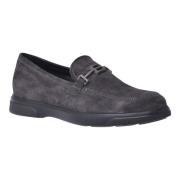 Loafers in dark grey suede leather Baldinini , Gray , Heren