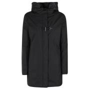 Toggle Front Coat met Afneembare Staccabile Fay , Black , Dames