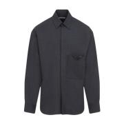 Luxe Grijs Wollen Shirt Aw24 Valentino , Gray , Heren