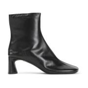 Zwarte Leren Enkellaarzen Vierkante Neus Balenciaga , Black , Dames