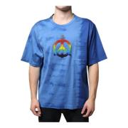 Tie-Dye Peace Sign Crewneck T-shirt Dolce & Gabbana , Blue , Heren