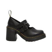 Zwarte leren instap sandalen Dr. Martens , Black , Dames