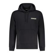 Zwarte hoodie met logoprint Napapijri , Black , Heren