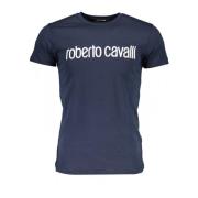 Blauw korte mouwen heren T-shirt Roberto Cavalli , Blue , Heren