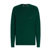 Groene Trui Lamswol Ronde Hals Stijl Tommy Hilfiger , Green , Heren