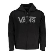 Zwarte hoodie met rits en logo Vans , Black , Heren