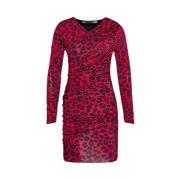 Rode en zwarte luipaardprint jurk Love Moschino , Red , Dames