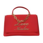 Rode handtas met gouden logoketting Love Moschino , Red , Dames