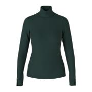 Lange mouwen katoenen T-shirt met kraag Marc Cain , Green , Dames