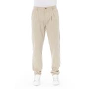 Chino broek met knoop en rits Baldinini , Beige , Heren