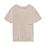 Oversized Modal T-shirt voor Dames met Logo Print Hinnominate , Beige ...