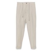 Gestreepte wollen broek met zakken Barba , Beige , Heren