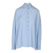 Poplin Overhemd met Klassieke Kraag Ottod'Ame , Blue , Dames