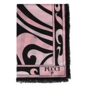 Multicolor Bedrukte Zijden Sjaal met Rafelzoom Emilio Pucci , Pink , D...