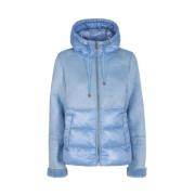 Faux Fur Quilted Hooded Jacket YES ZEE , Blue , Dames