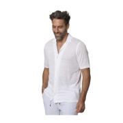 Wit Linnen Shirt met Korte Mouwen Gran Sasso , White , Heren