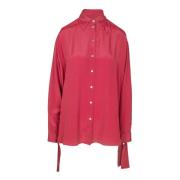 Crepe shirt met klassieke kraag Ottod'Ame , Red , Dames