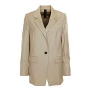 Glanzende Blazer met Gebroken Revers Drykorn , Beige , Heren