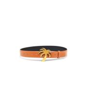 Bruin/Goud Gesp Riem Leer Italië Palm Angels , Brown , Heren