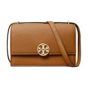 Bruine Leren Schoudertas Gehamerde Textuur Tory Burch , Brown , Dames