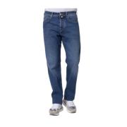 Donkerblauwe Gewassen Straight Cut Jeans Jacob Cohën , Blue , Heren