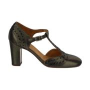 IJzer Metallized Leren T-Strap Pumps Chie Mihara , Brown , Dames