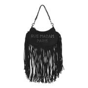 Suède Hobo Tas Rue Madam , Black , Dames