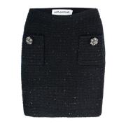 Zwarte gebreide rok met strass Self Portrait , Black , Dames