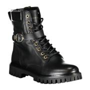 Zwarte veterlaars met zijrits Tommy Hilfiger , Black , Dames