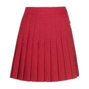 Geplooide Minirok met Knoopsluiting Ottod'Ame , Red , Dames