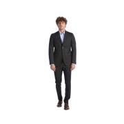 Grijs Wol Slim Fit Pak Baldinini , Gray , Heren