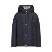 Blauwe Afneembare Hoodiejas met Tartan Patroon Aquascutum , Blue , Her...