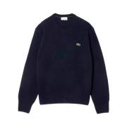 Blauwe Sweaters Klassiek Gebreid Krokodil Borduurwerk Lacoste , Blue ,...