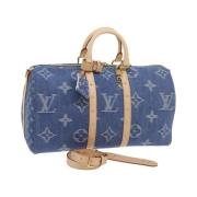 Pre-owned Cotton louis-vuitton-bags Louis Vuitton Vintage , Blue , Dam...