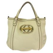 Pre-owned Leather totes Gucci Vintage , Beige , Dames