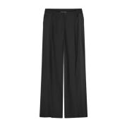 Wijde Pijp Crepe Viscose Blend Broek Summum Woman , Black , Dames