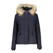 Blauwe Hoodie met Afneembare Bont Woolrich , Blue , Heren