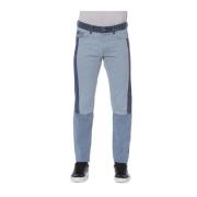 Denim Jeans met knoop- en ritssluiting Trussardi , Blue , Heren