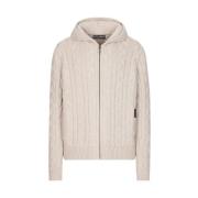 Beige Kabel Gebreide Hoodie Dolce & Gabbana , Beige , Heren