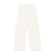 Witte Denim Jeans met Koordsluiting Amish , White , Dames