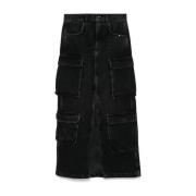 Zwarte Cargo Denim Jeans Amish , Black , Dames