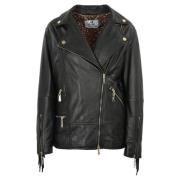 Zwarte leren motorjack Blugirl , Black , Dames