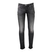 Zwarte Denim Jeans Slim Fit Geborduurd Tommy Hilfiger , Black , Dames