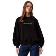 Monogram Fleece Sweater Dames Calvin Klein Jeans , Black , Dames