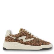 Leopard Print Retro Sneakers Via Vai , Brown , Dames